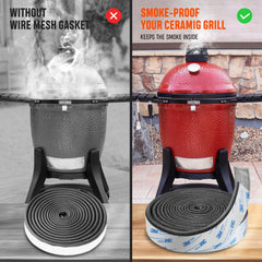 Onlyfire gasket installed on Kamado Joe lid demonstrating improved seal and heat retention
