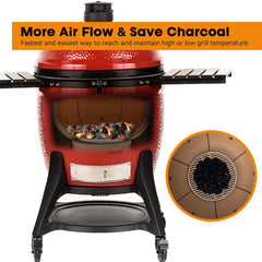 onlyfire grate installed in kamado grill for improved combustion