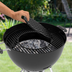 onlyfire grate installed on Weber kettle demonstrating compatibility benefit