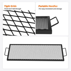 onlyfire grate set over campfire cooking multiple items for communal meals