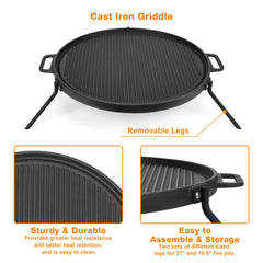 Onlyfire griddle removable legs and hardware displayed for adjustable cooking height convenience