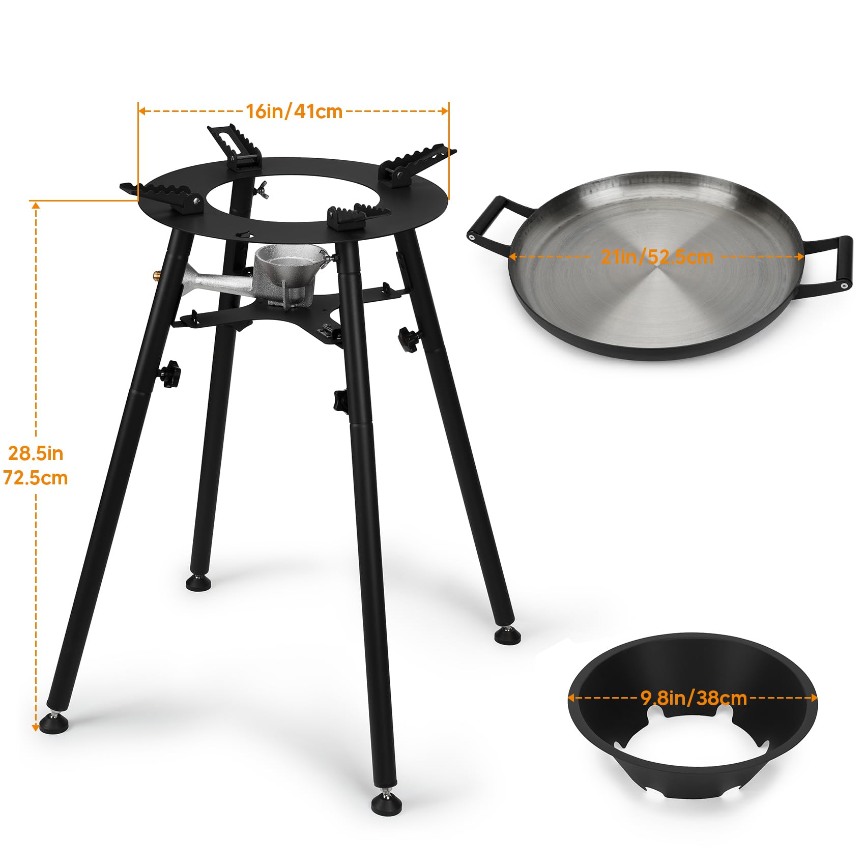 ONLYFIRE GRILLS 21-inch paella pan top view highlighting large cooking area benefit