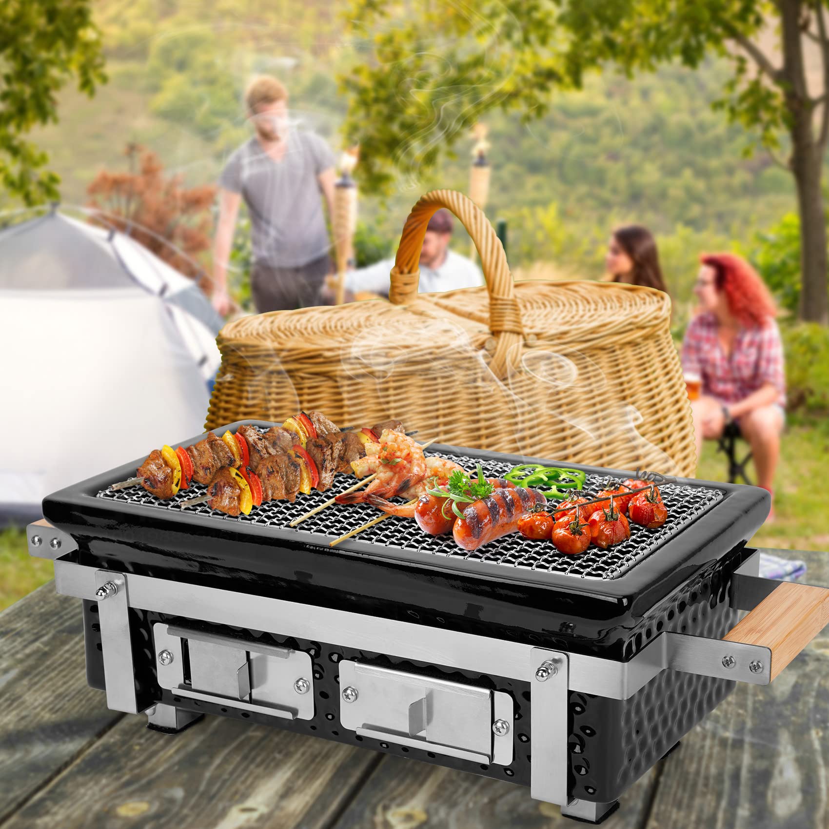 ONLYFIRE GRILLS at campsite showing portable hibachi perfect for outdoor meals