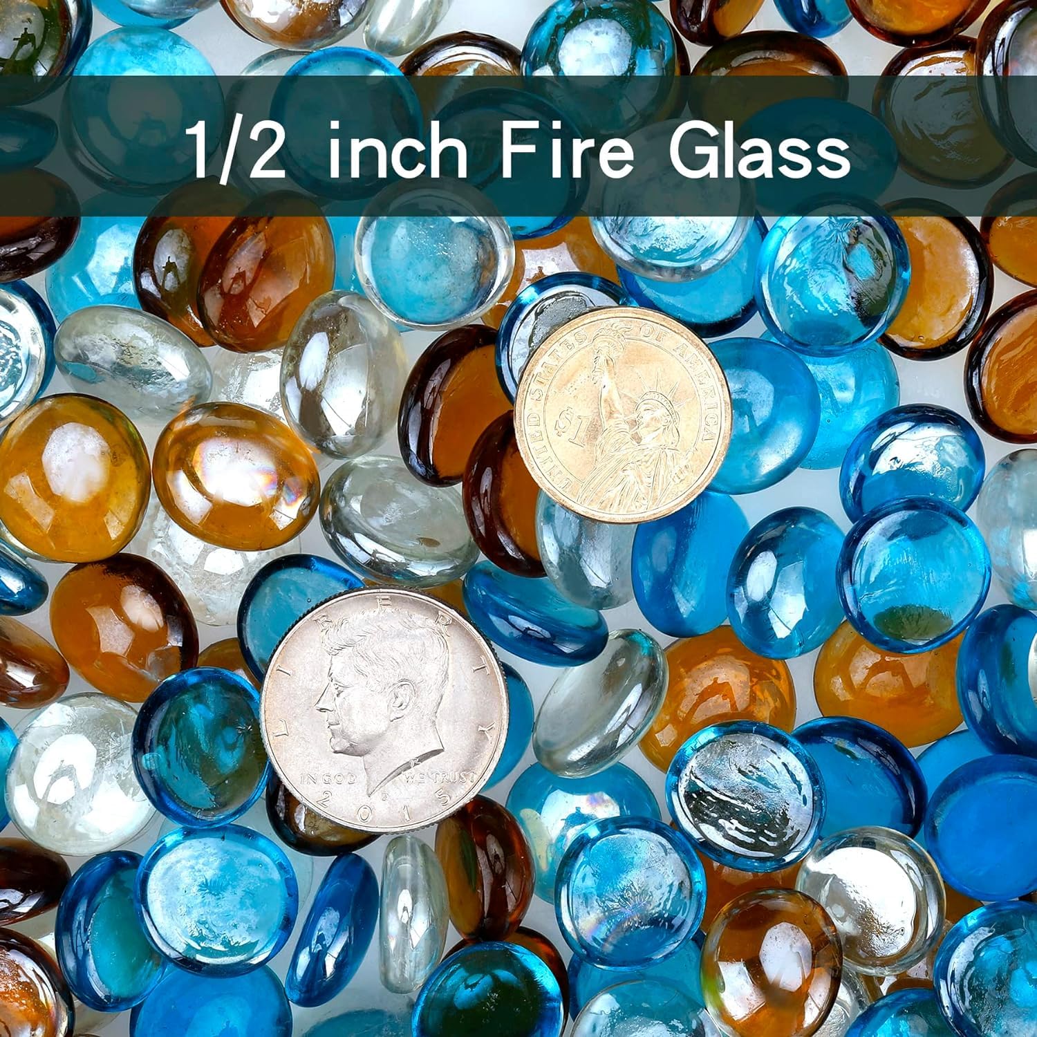 OnlyFire beads in a lit fire pit demonstrating vivid nighttime glow
