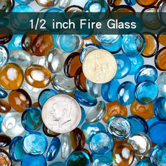 OnlyFire beads in a lit fire pit demonstrating vivid nighttime glow