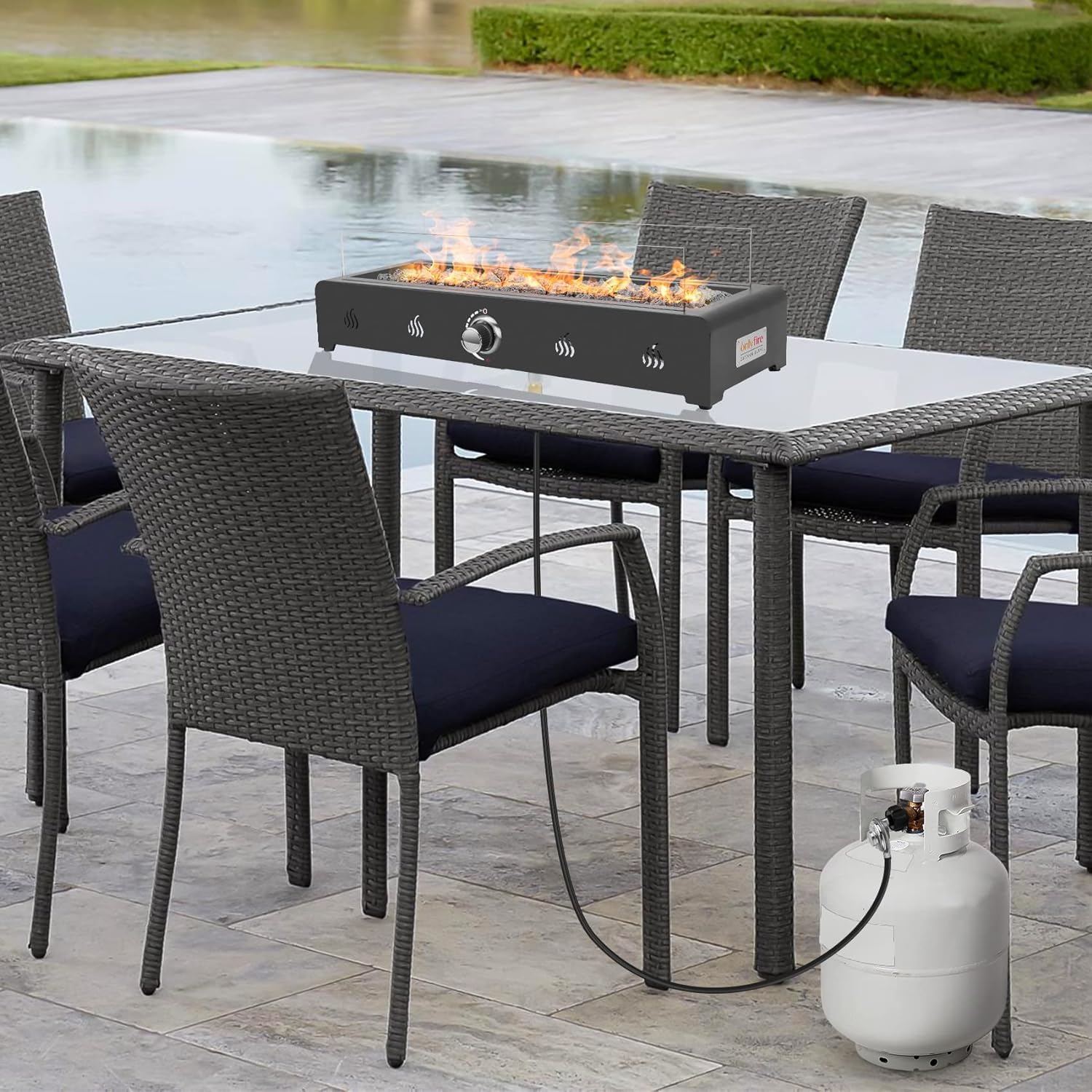 onlyfire night scene of glowing flames creating cozy outdoor atmosphere