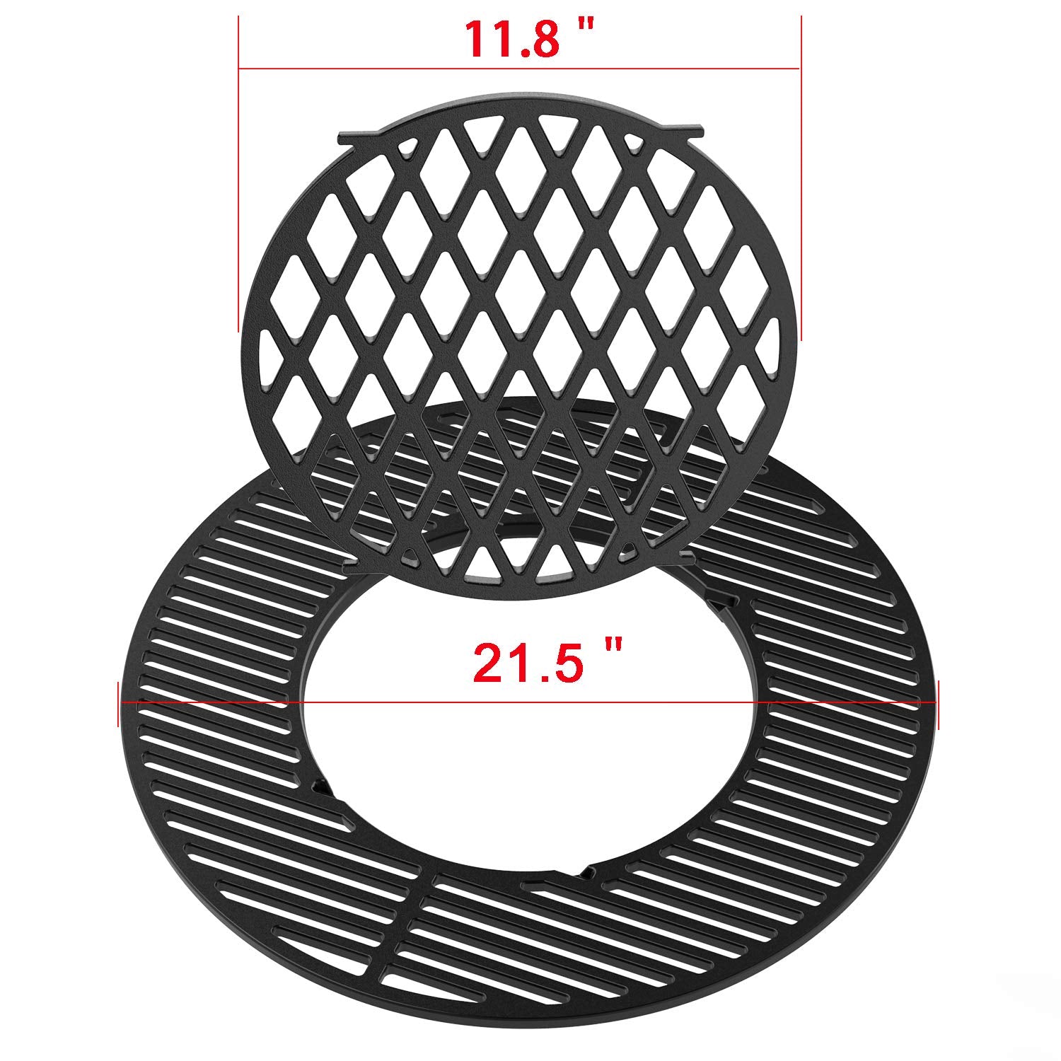onlyfire inner sear grate closeup with handles for quick charcoal access benefit