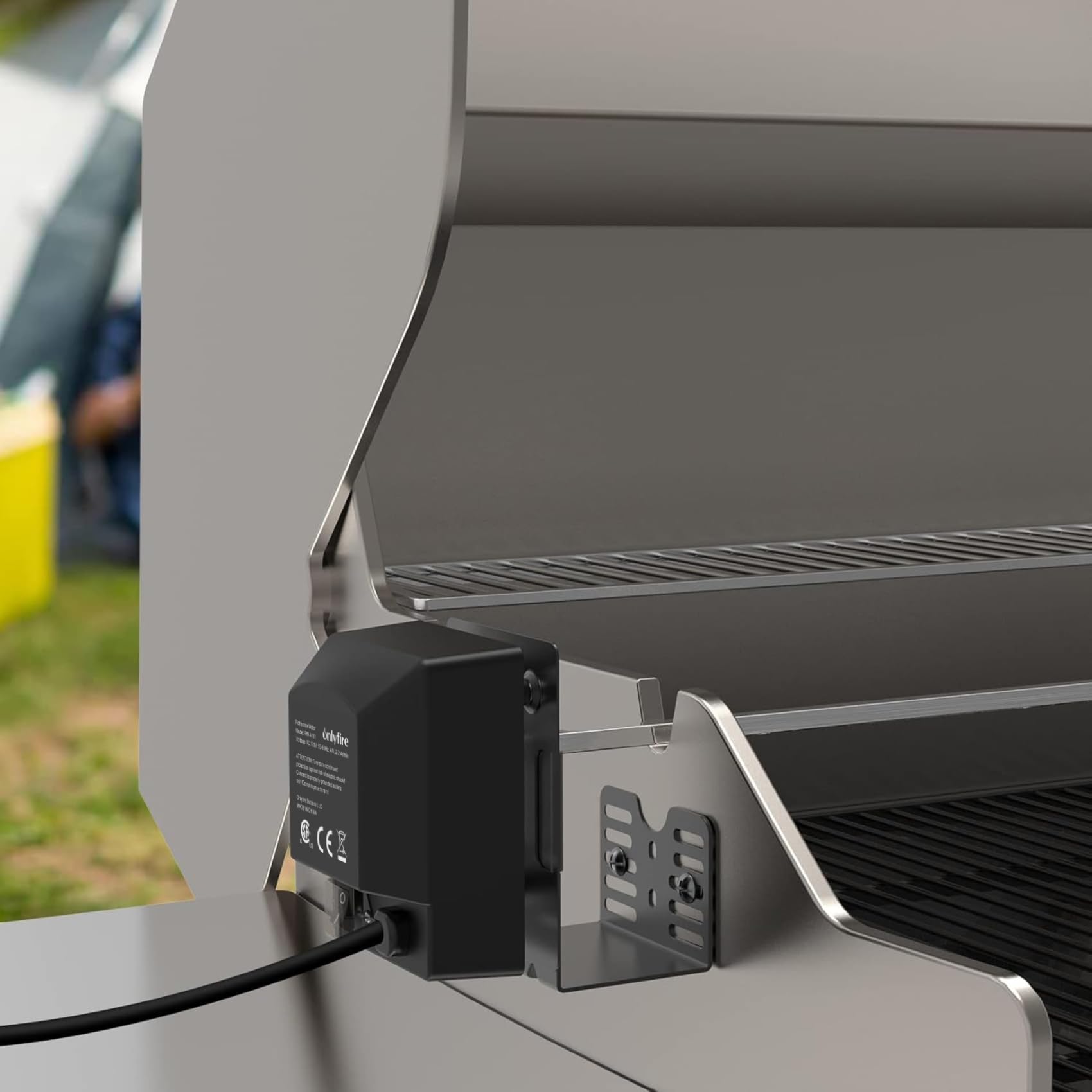 onlyfire lifestyle backyard grill setting showing effortless rotisserie cooking