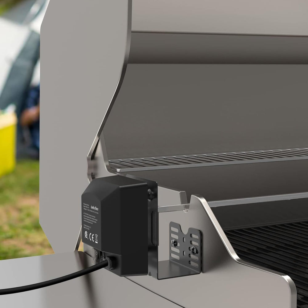 onlyfire lifestyle backyard grill setting showing effortless rotisserie cooking