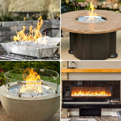 Onlyfire fire pit at night in backyard showcasing vibrant visual impact