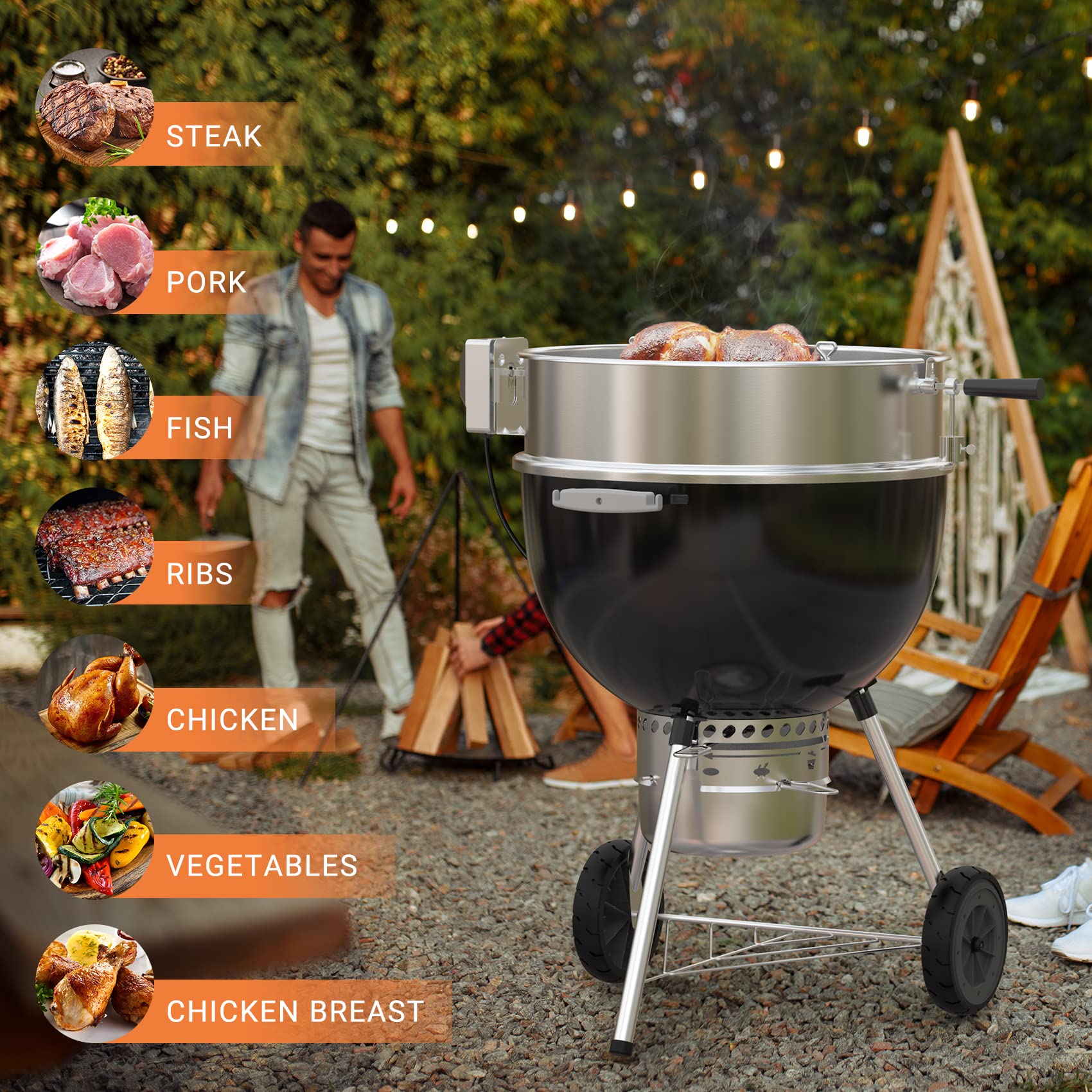 onlyfire lifestyle backyard roast showing even browning and party-ready convenience benefit