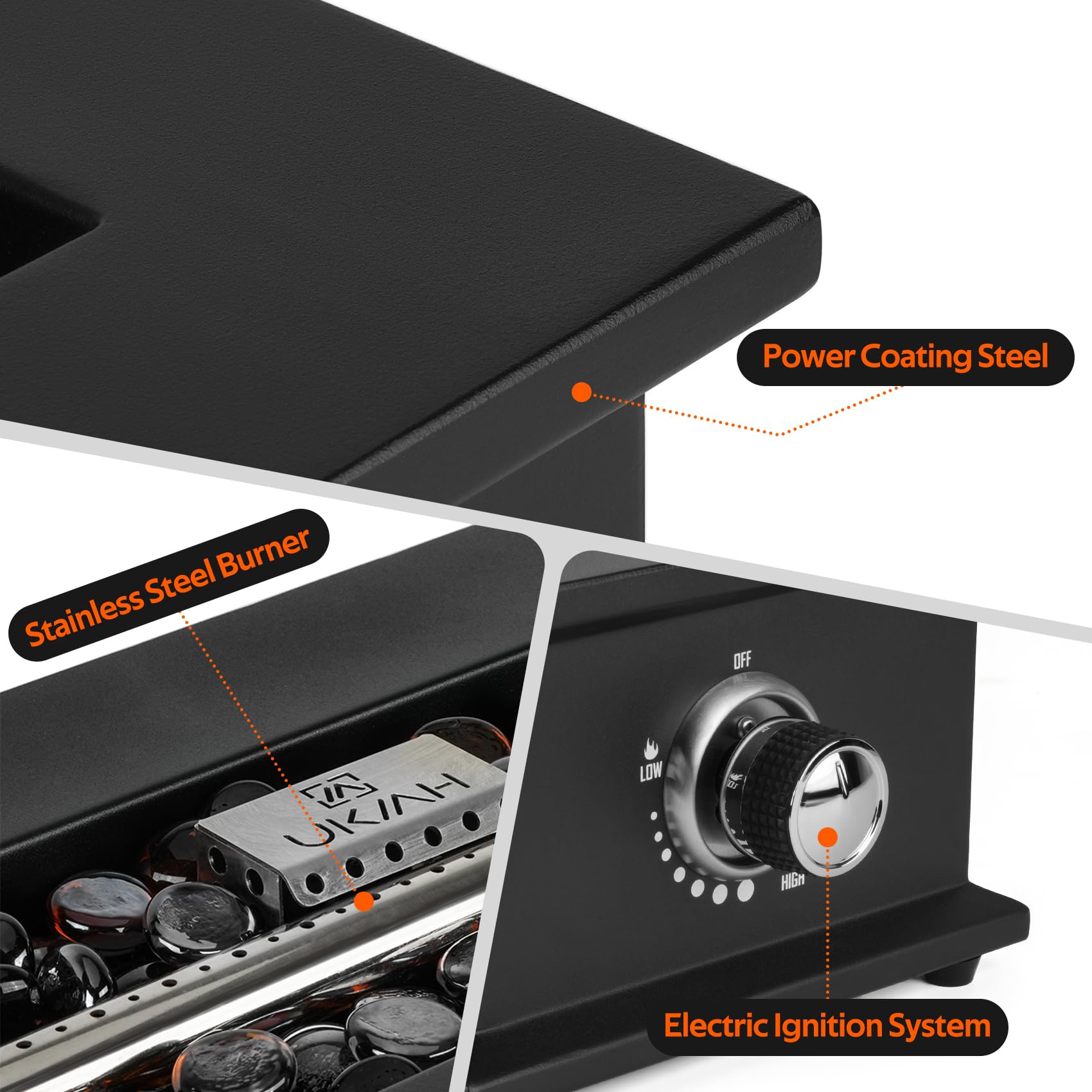 Onlyfire Loom X close-up of control knob and safety valve for precise flame control