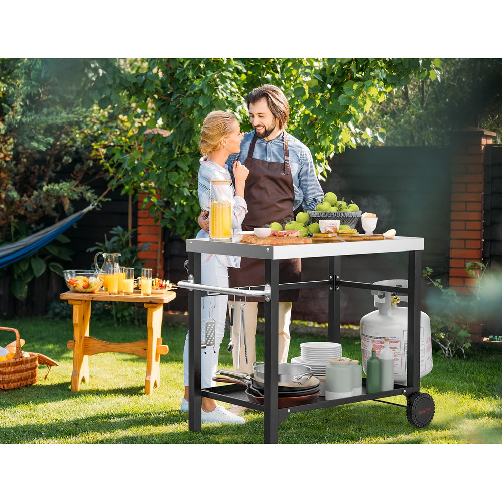 onlyfire cart with pizza oven in use outdoors for efficient cooking workflow