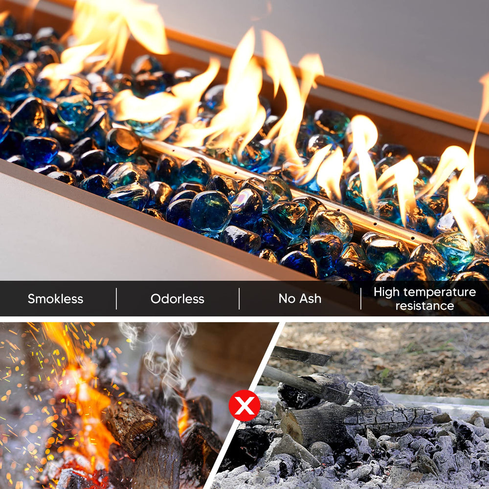 OnlyFire glass poured over burner pan demonstrating easy installation and even flow