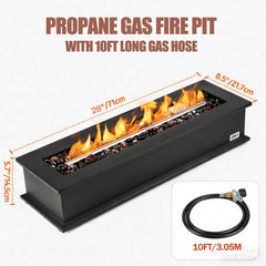 ONLYFIRE top close-up of rectangular burner and flame, highlights modern design