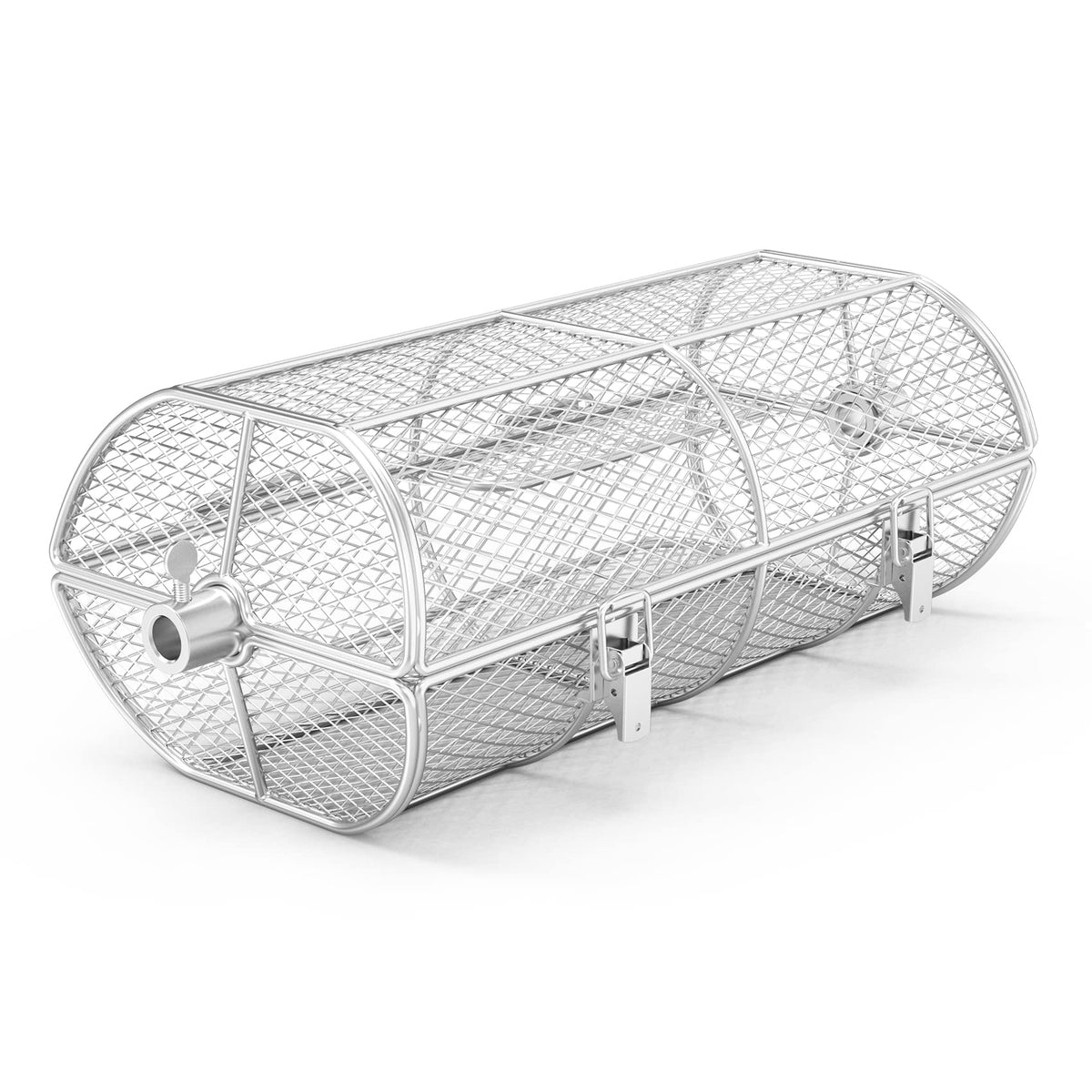 onlyfire rotisserie basket front view showing sturdy frame and mesh, for secure grilling