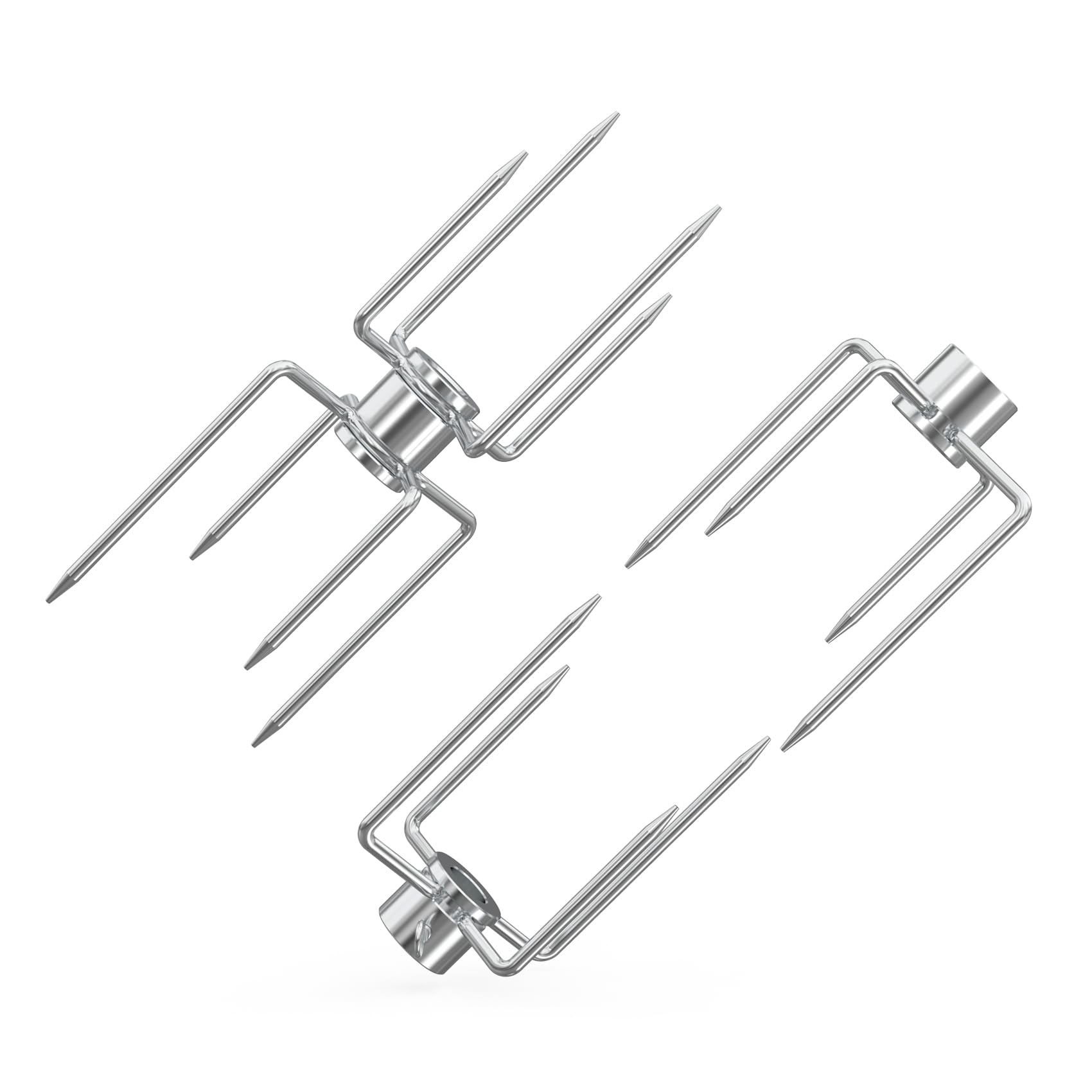 onlyfire front view of three rotisserie forks showing complete set and reliability