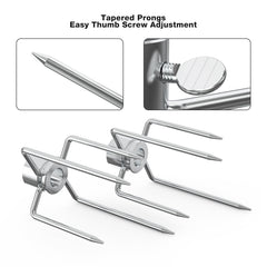 onlyfire forks mounted on a spit rod showing easy installation and stability