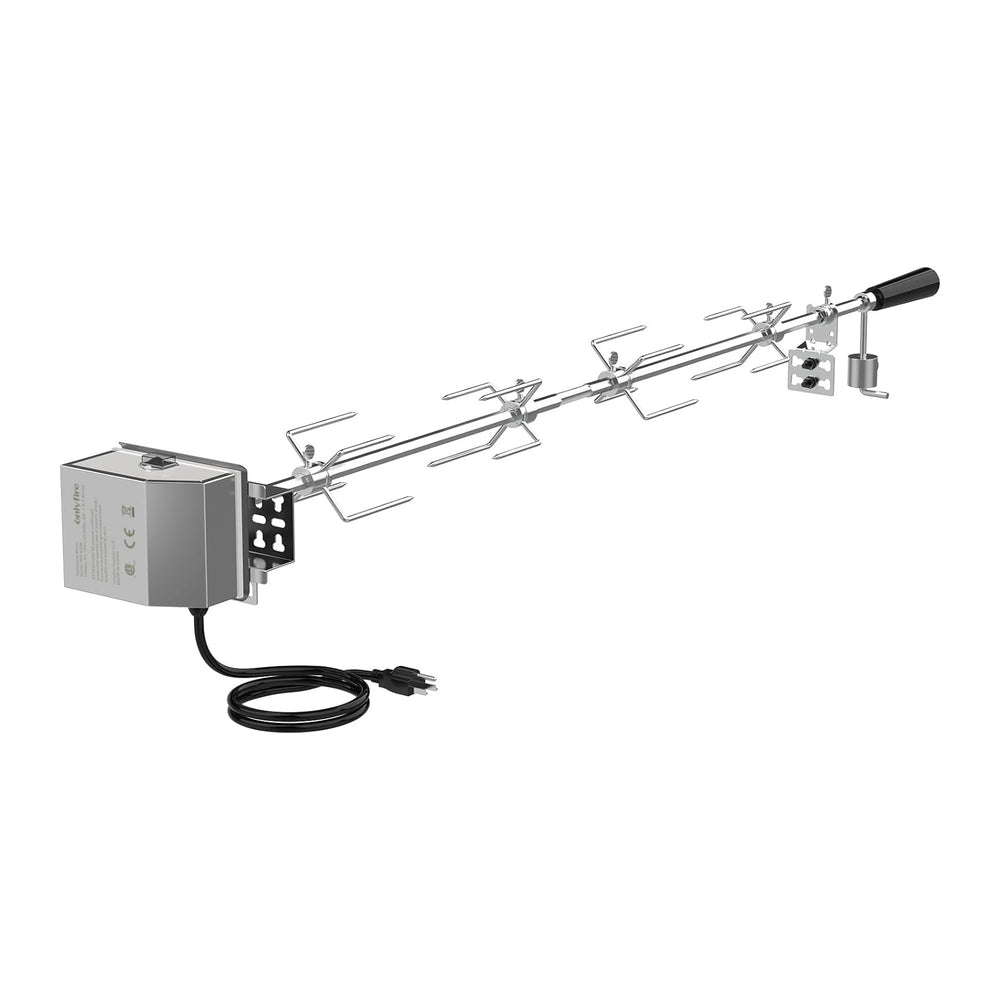onlyfire assembled rotisserie kit mounted on grill showing complete setup and convenience