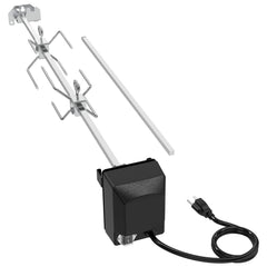 onlyfire rotisserie front assembly on grill showing stable mount and even rotation