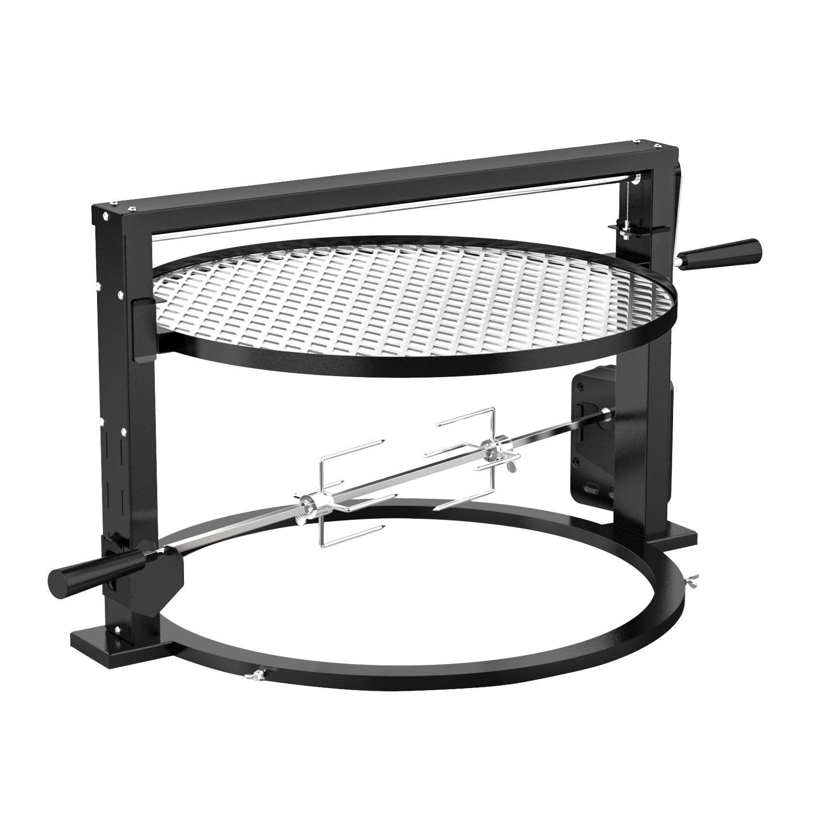 onlyfire rotisserie front view showing full system and sturdy frame, improved cooking versatility