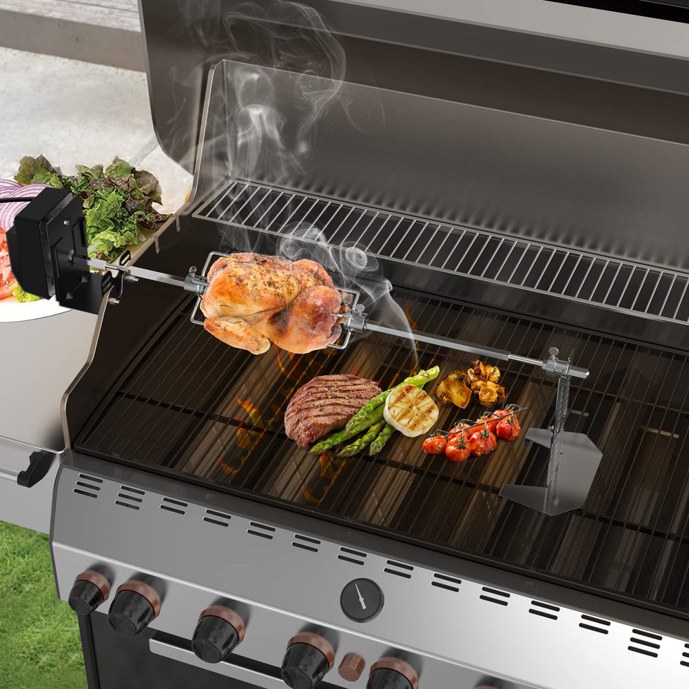 onlyfire rotisserie in use roasting chicken showing even browning benefit