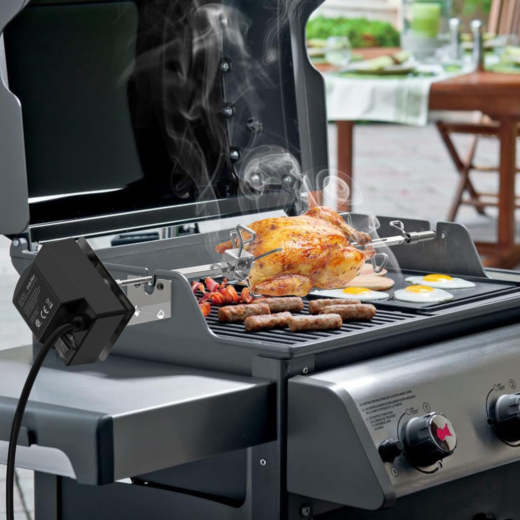 onlyfire rotisserie cooking a roast on grill showing even browning benefit