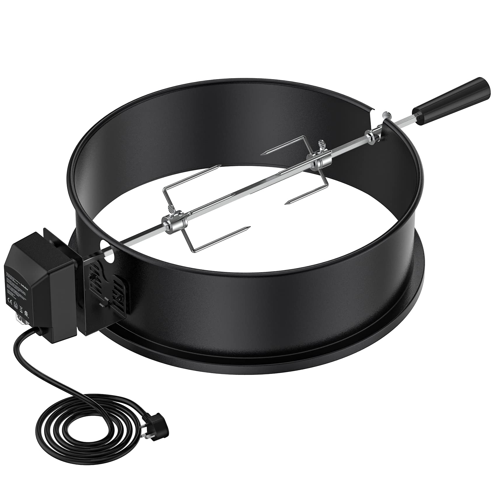 onlyfire rotisserie ring front view showing snug fit and heat-resistant finish