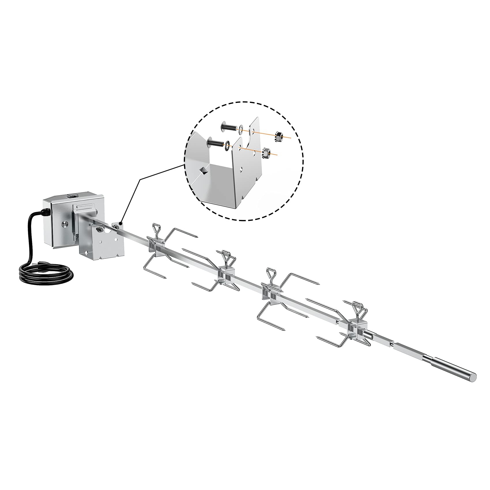 onlyfire stainless spit rod closeup showing durable corrosion‑resistant finish