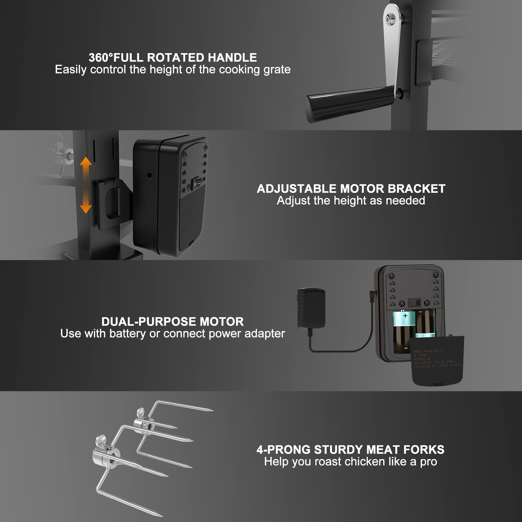 onlyfire hand-crank and lift mechanism demonstrating adjustable cooking height