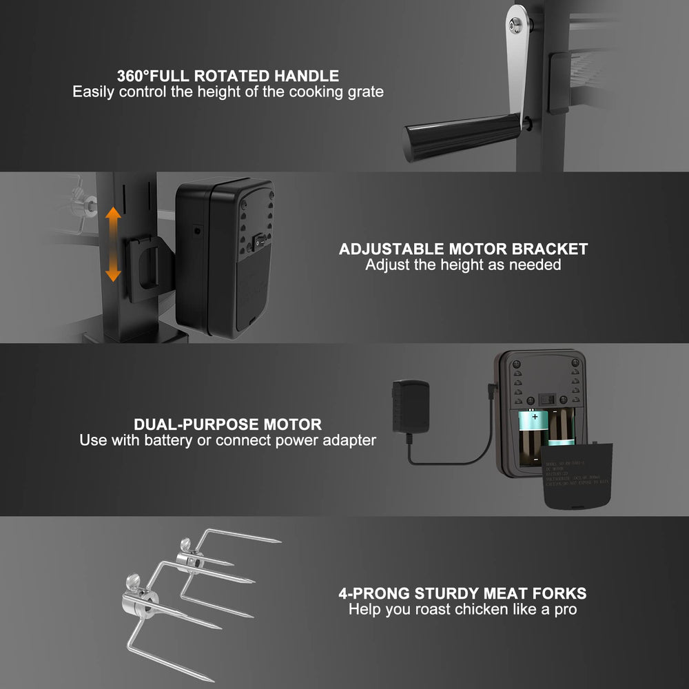 onlyfire hand-crank and lift mechanism demonstrating adjustable cooking height