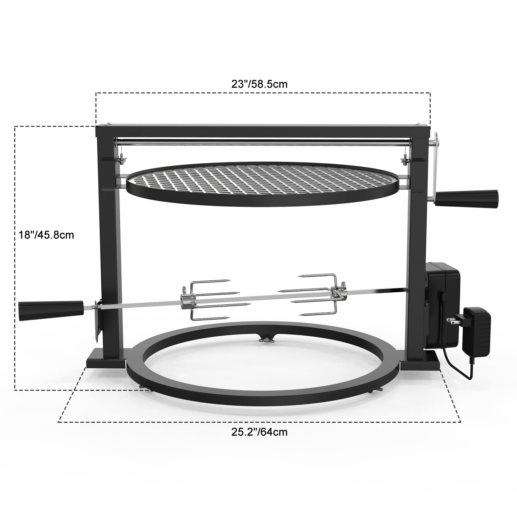 onlyfire rotisserie spit detail emphasizing sturdy skewers for even roasting