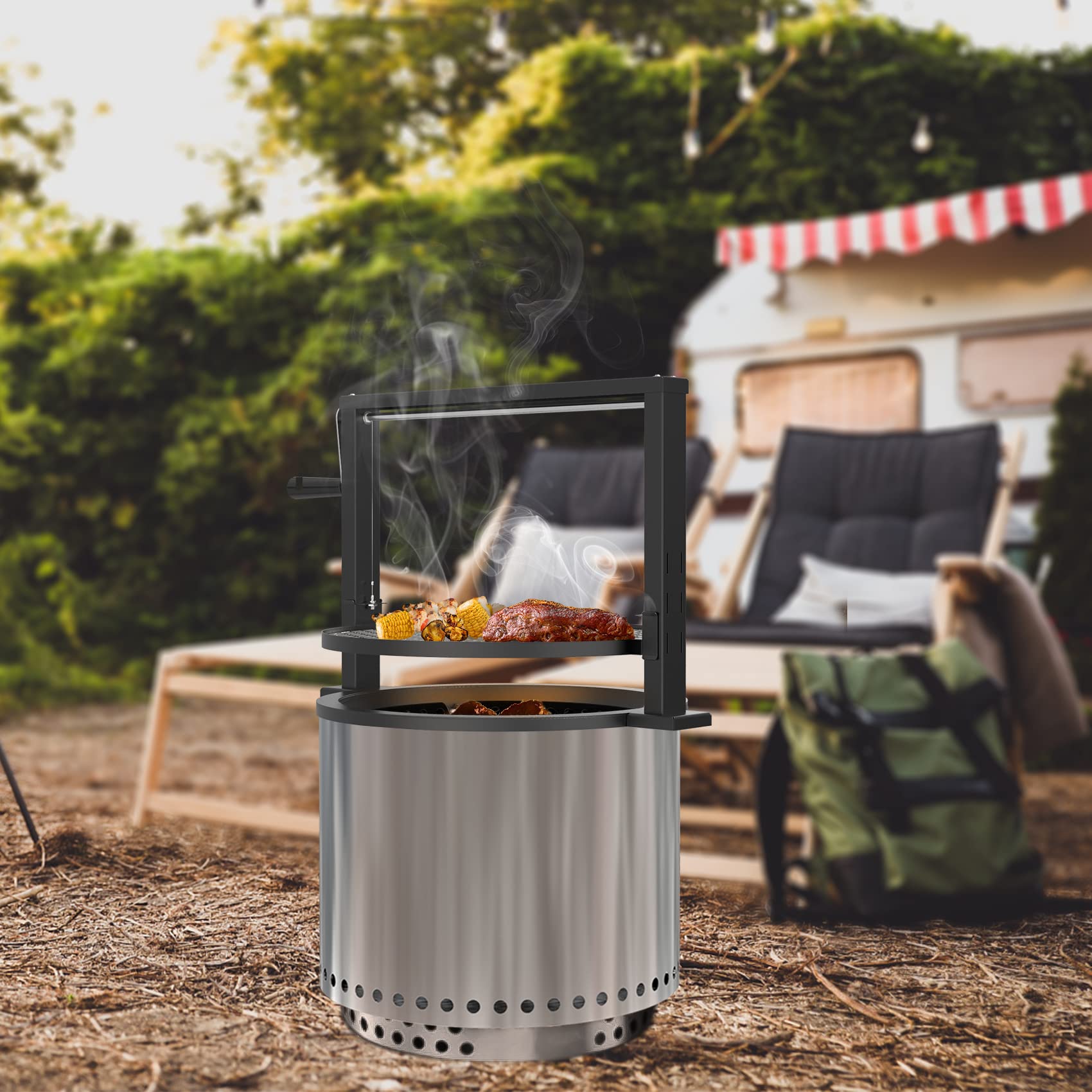 onlyfire attachment next to a Solo Stove Bonfire illustrating correct scale