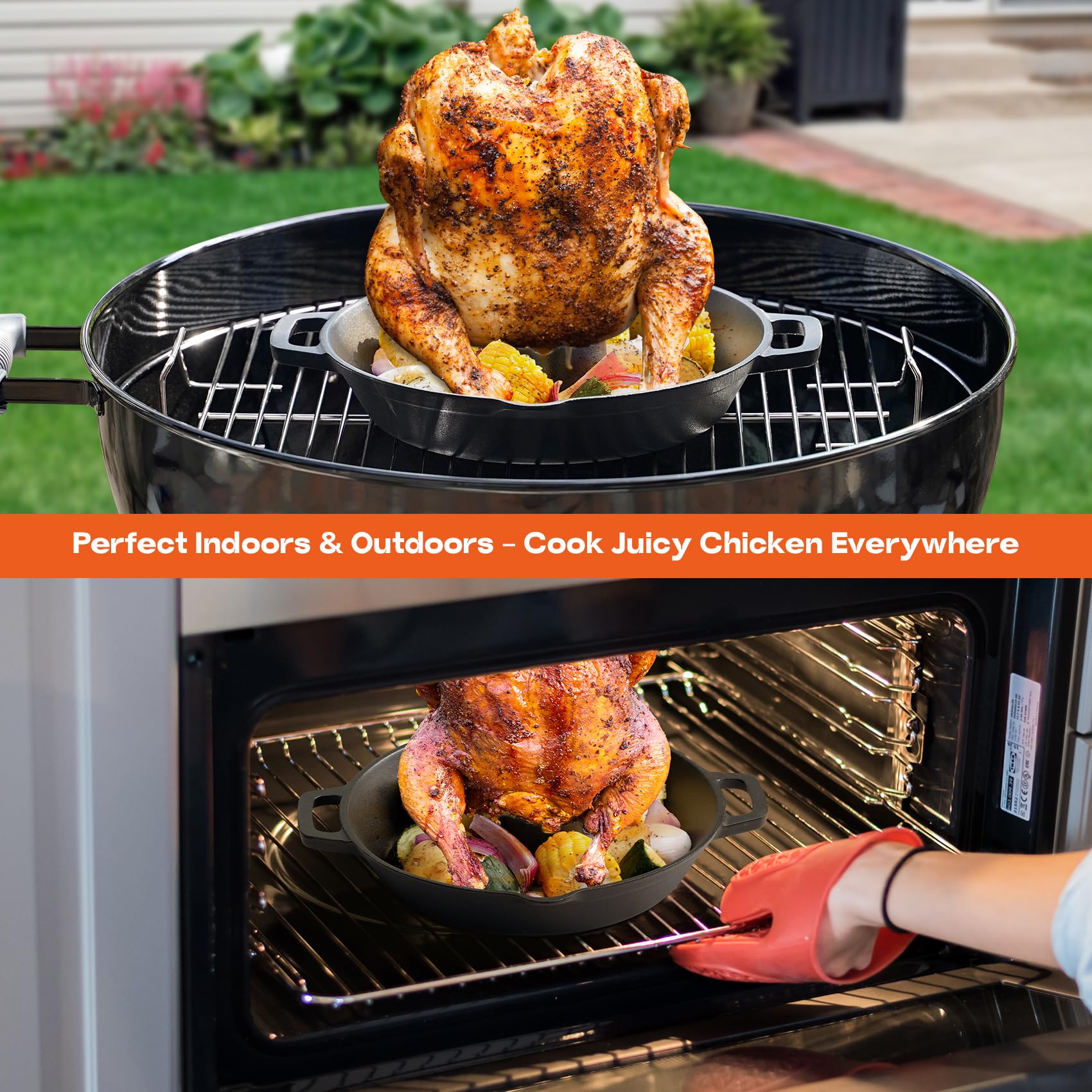 Onlyfire size comparison with ruler demonstrating compact fit for most ovens benefit