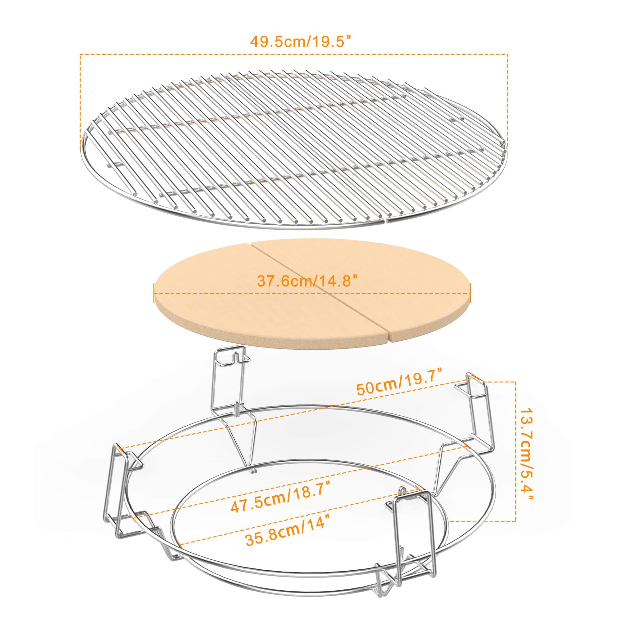 onlyfire side profile in grill illustrating raised cooking tiers and stable fit