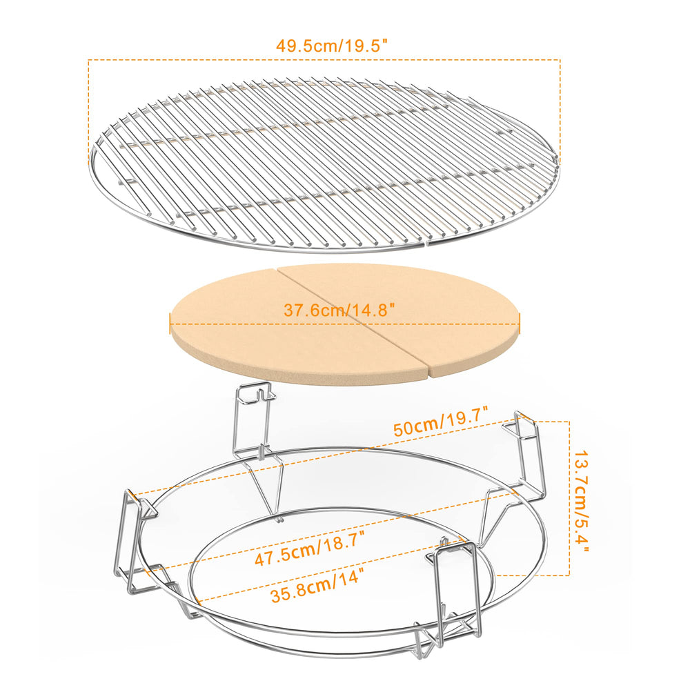 onlyfire side profile in grill illustrating raised cooking tiers and stable fit