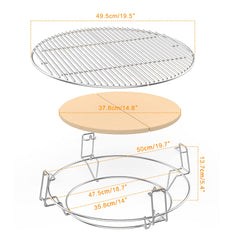 onlyfire side profile in grill illustrating raised cooking tiers and stable fit