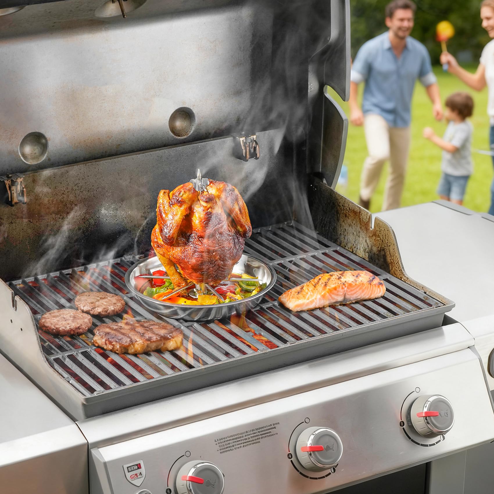 onlyfire size comparison next to a sheet pan showing compact footprint and fit benefit