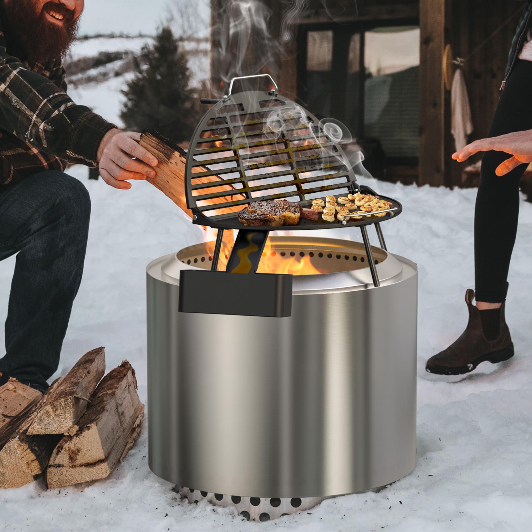 onlyfire size scale with utensils highlighting 17-inch cooking diameter