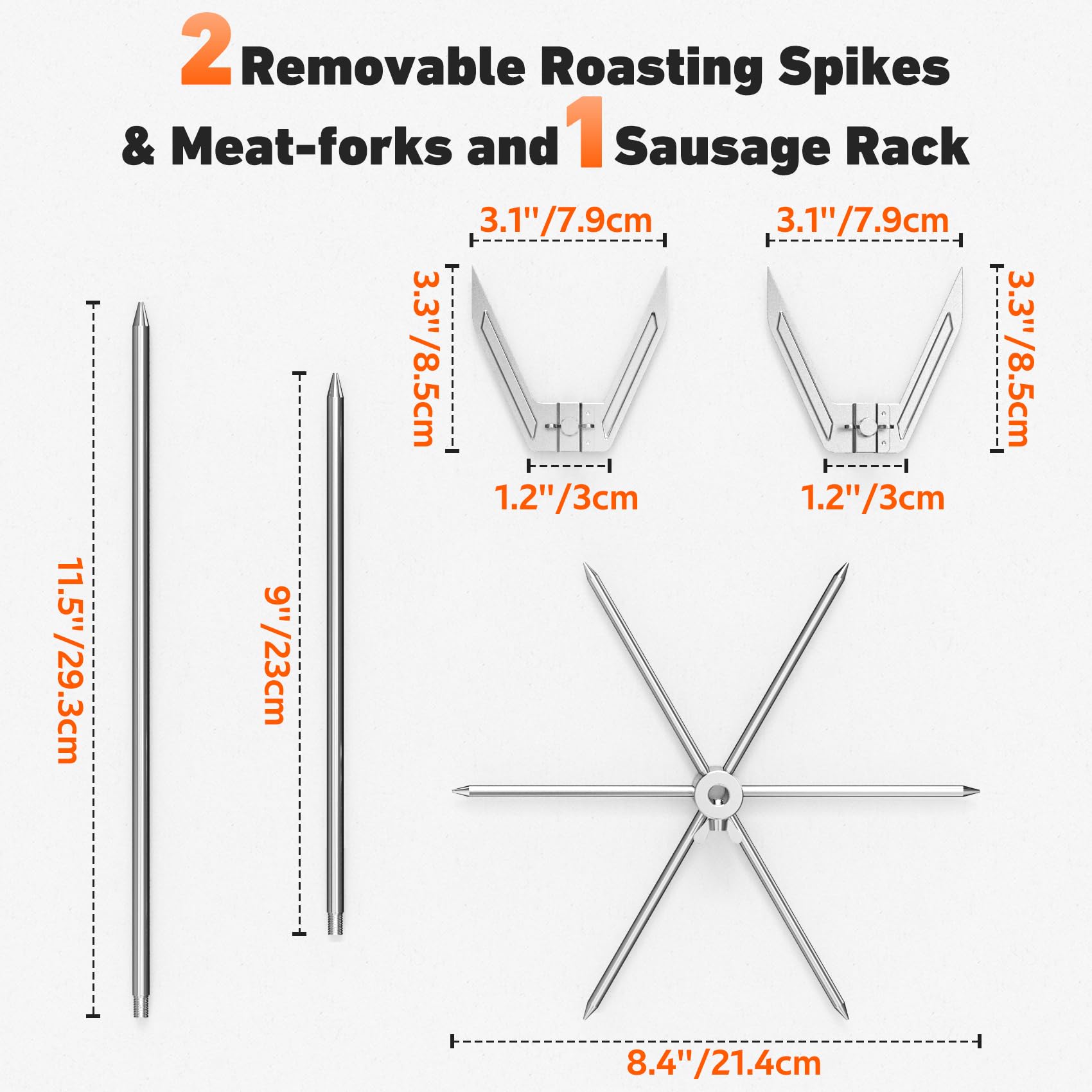 onlyfire array of skewers and sausage rack displayed for flexible cooking configurations benefit