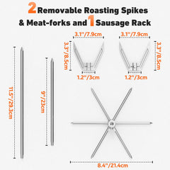 onlyfire array of skewers and sausage rack displayed for flexible cooking configurations benefit