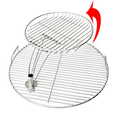 Onlyfire swivel shaft detail showing pivot mechanism for safer access to coals