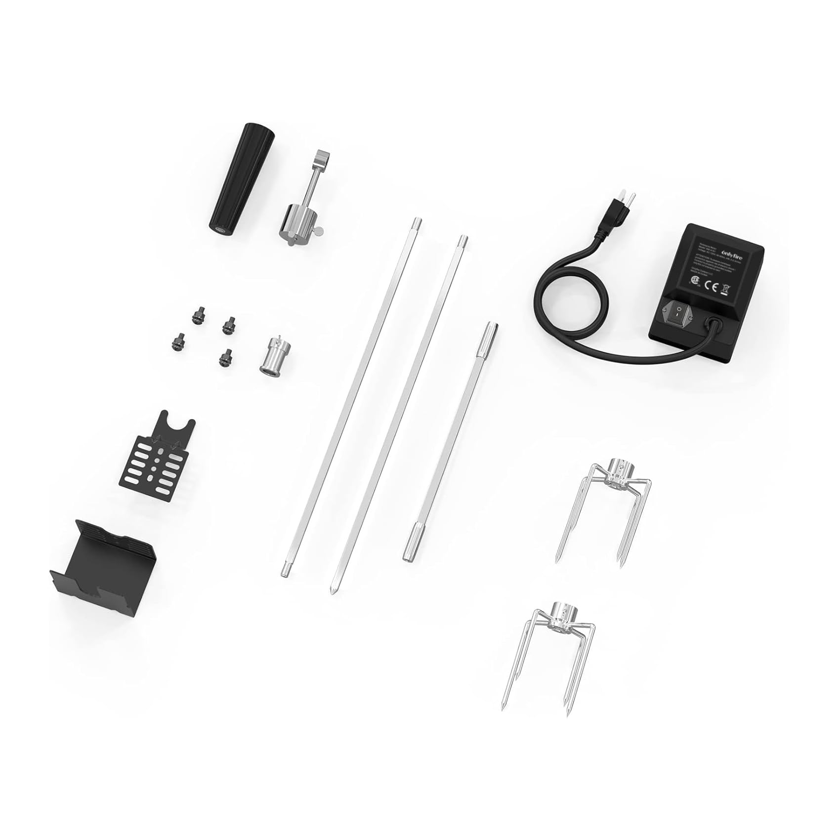 onlyfire three-piece spit rods joined to show adjustable length and fit