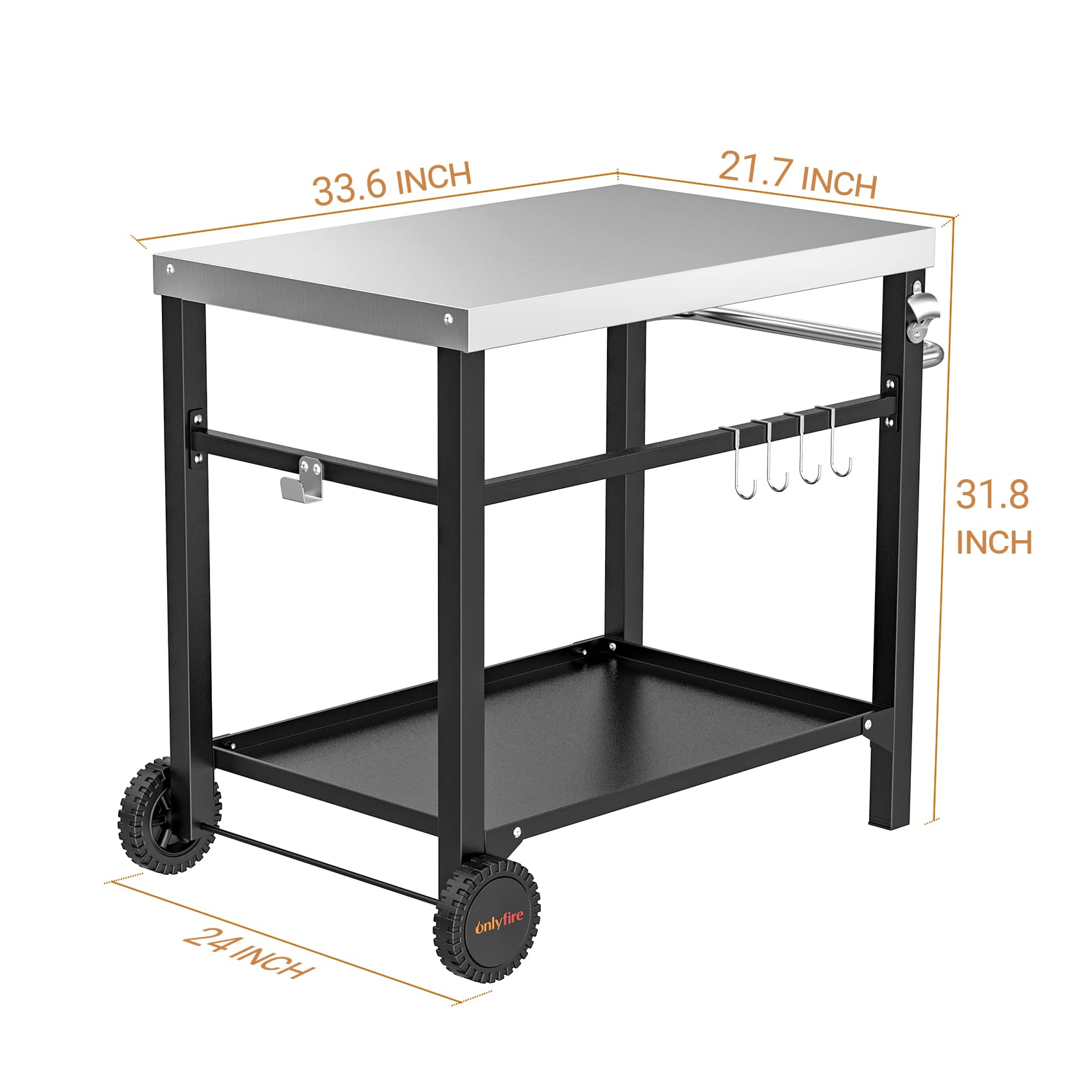 onlyfire close-up of stainless steel tabletop showing smooth edge and easy cleaning