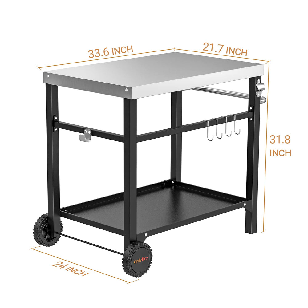onlyfire close-up of stainless steel tabletop showing smooth edge and easy cleaning