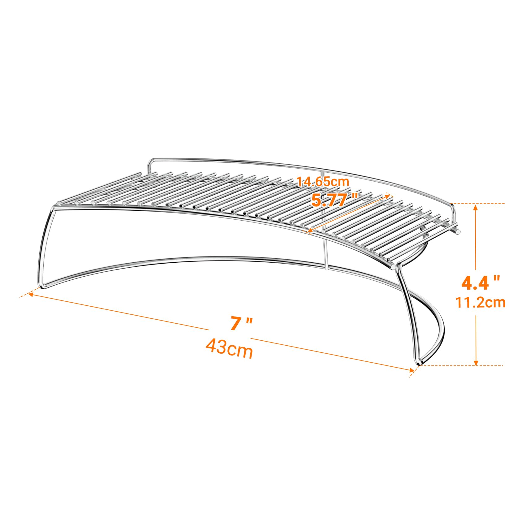 onlyfire warming rack side profile demonstrating height and clearance benefit