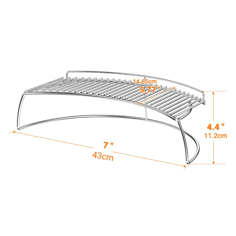 onlyfire warming rack side profile demonstrating height and clearance benefit