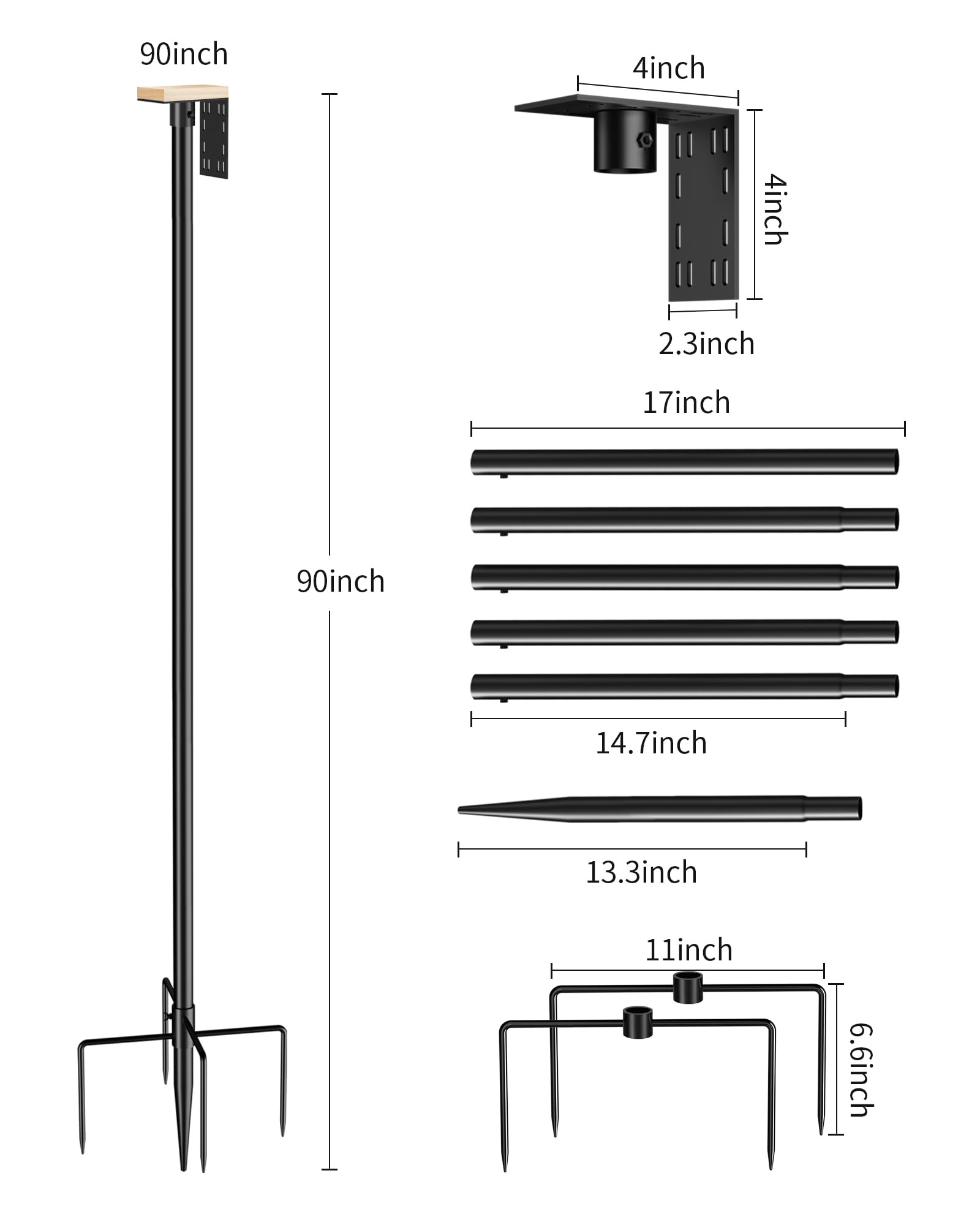onlyfly pole in garden with feeders and plants showing attractive setup
