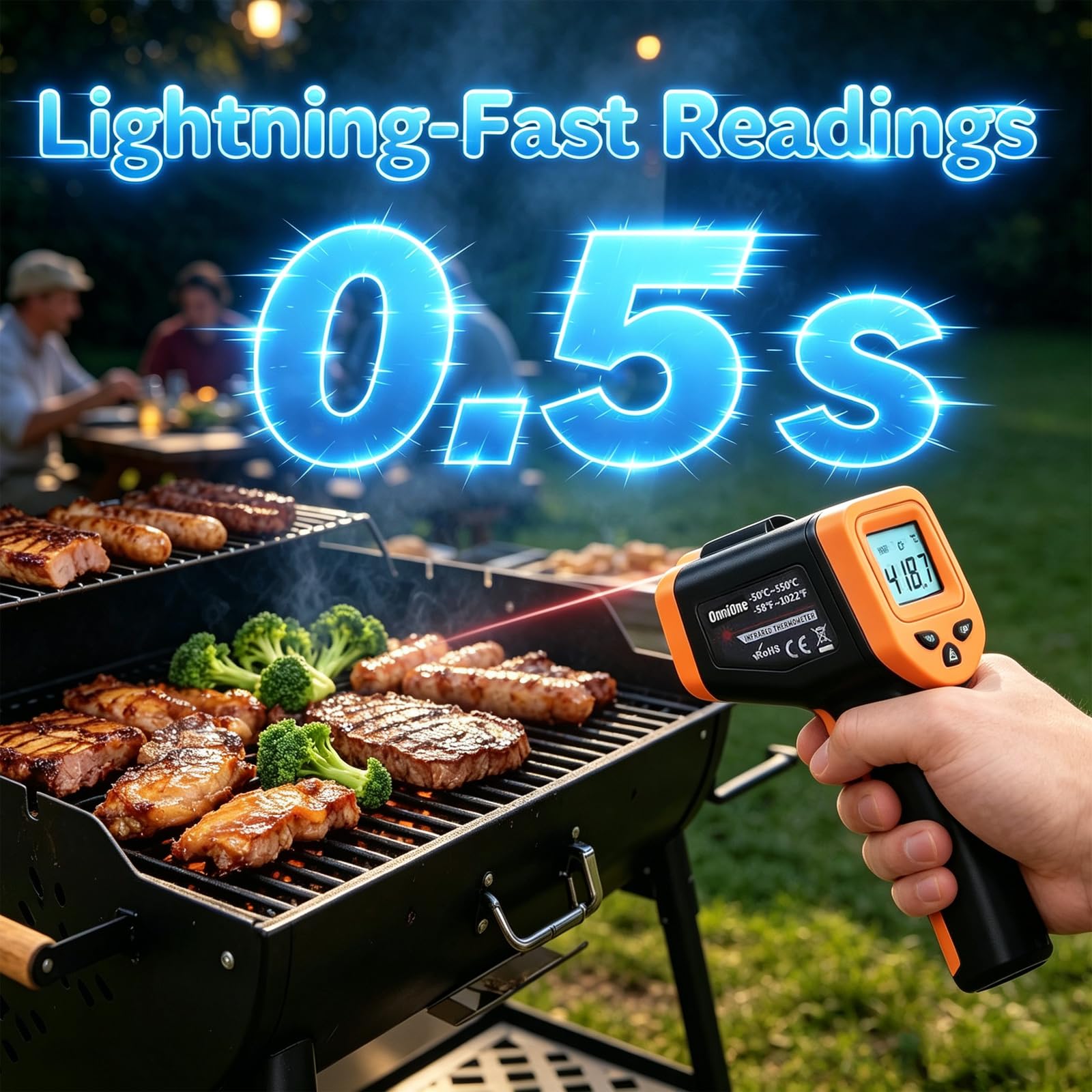 OnniOne backlit screen display for readable temperatures in low light
