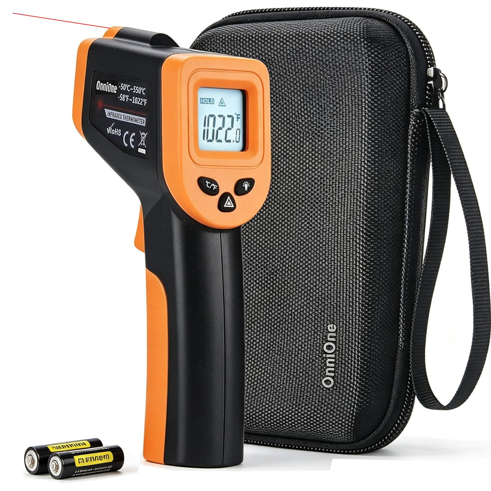 OnniOne thermometer front view showing body and display for clear readings